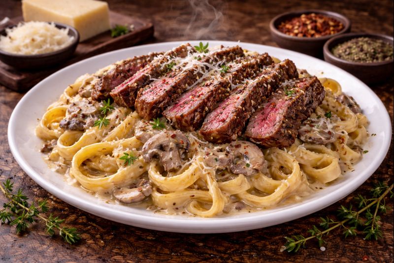 Steak Soslu Makarna